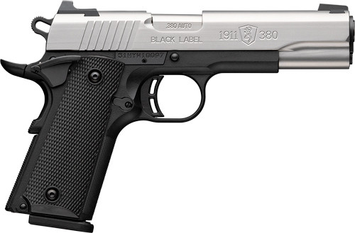 Browning 1911-380 Stainless Semi-Auto Pistol with Steel 3 Dot Combat Sights and Pistol Rug