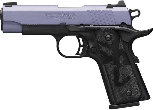 Browning 1911-380 Black Label Semi-Auto Pistol with Wooden Grip and Purple Slide Finish