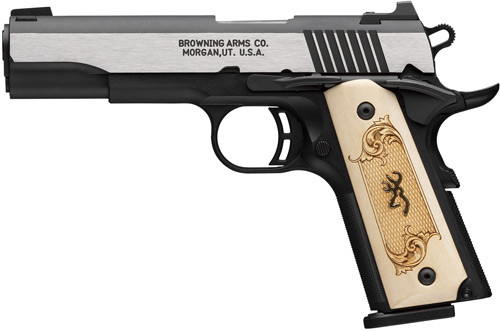 Browning 1911-380 Black Label Semi-Auto Pistol with Maple Medallion Grips and Steel Frame