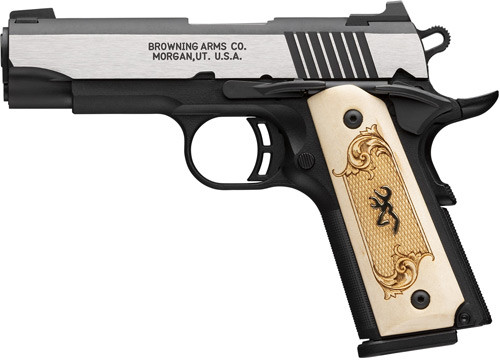 Browning 1911-380 Black Label Semi-Auto Pistol with Maple Medallion Grips and Steel Frame 051999492
