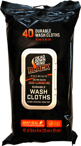 Dead Down Wind DDW Black Premium Wash Cloths – Scent-Free Field Wipes for Sensitive Skin, 40 Pack