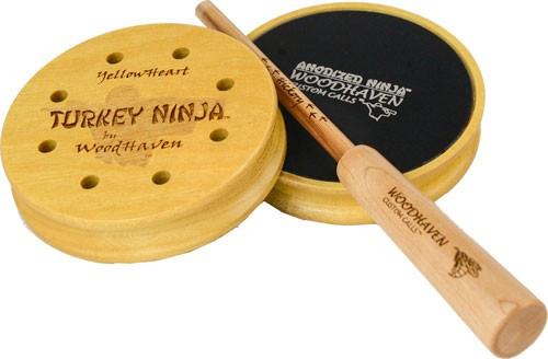 Woodhaven Calls WH086 Anodized Aluminum YellowHeart Call with Hickory Strikers