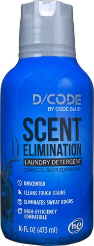 Code Blue D-CODE Laundry Detergent 16oz Travel Size Bottle for Odor and Stain Removal