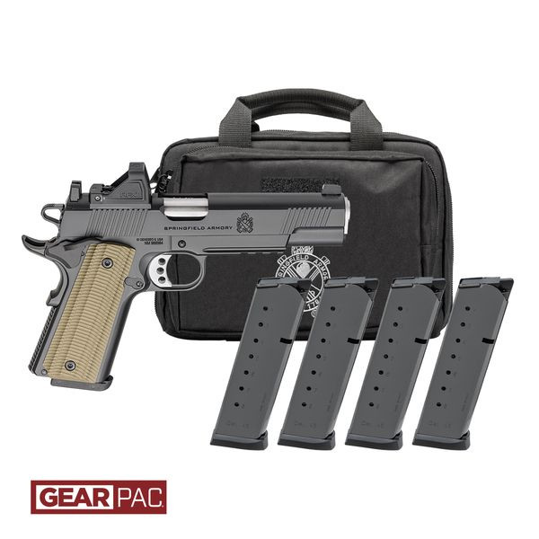 Springfield Armory 1911 Operator AOS 9mm Luger Semi-Auto Pistol with 4 Magazines and Green Dot Sight PO9229AOSPAC