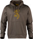 Browning Tech Hoodie LS - Large Brown Long Sleeve Polyester Hoodie with Buckmark Logo
