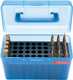 MTM Deluxe Ammo Box 50-Round Capacity in Clear Blue for Rifle Ammunition