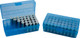 MTM Deluxe Ammunition Box for Rifle - 50 Round Capacity, Clear Blue Plastic with Flip Top Lid