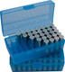 MTM Deluxe Ammunition Box for Rifle - 50 Round Capacity, Clear Blue Plastic with Flip Top Lid