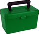 MTM Deluxe Ammo Box 50-Rounds for Rifle - .378 Wby. Mag. & .500 Nitro Express, Green Plastic Storage Container with Flip Top Lid