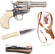 Cimarron Doc Holliday Combo .45 Long Colt Nickel Pistol with Bone Ivory Grip and Dagger Set