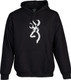 Browning Branded Buck Hoodie - Large Black Long-Sleeve Polyester Cotton Blend