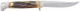 Bear & Son India Stag Bird & Knife with Leather Sheath - 3-Inch Stainless Steel Blade, Bone Handle
