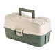 Plano Three-Tray Tackle Box in Green and Tan with Adjustable Compartments