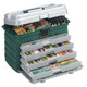 Plano 4-Drawer Tackle Box - Green Metallic and Silver with Removable Bait Racks