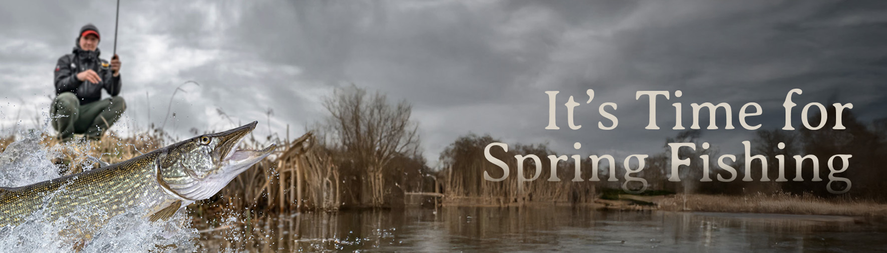 Lake fishing on a stormy day.