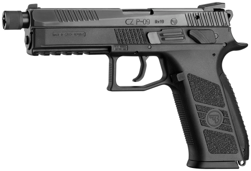 CZ-USA 89270 P-09  9mm Luger 21+1 5.15" Blued Steel Threaded Barrel, Black Nitride Serrated Steel Slide, Black Polymer Frame w/Beavertail & Picatinny Rail, Ambidextrous