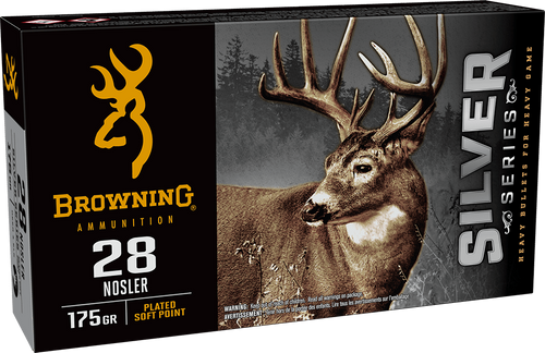 Browning Ammo B192600281  Silver 28Nosler 175gr Plated Soft Point 20 Per Box/10 Case