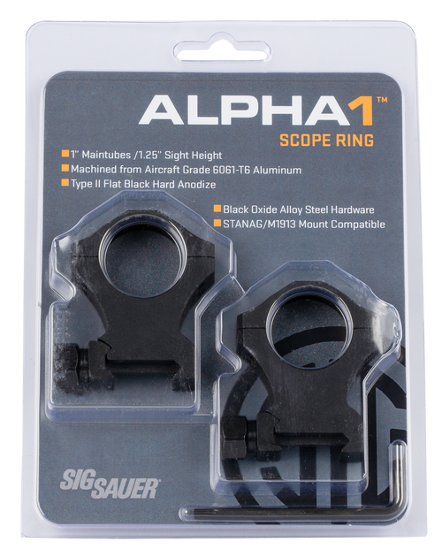 Sig Sauer Electro-Optics SOA10022 Alpha 1  Matte Black 1" Extra High 0 MOA