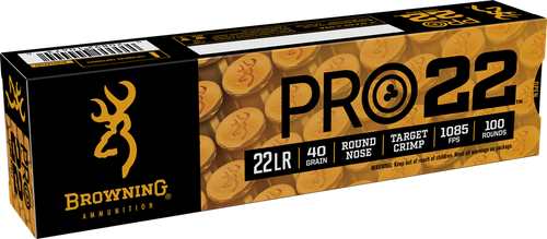 Browning Ammo B194122101 Pro22  22LR 40gr Lead Round Nose 100 Per Box/20 Case