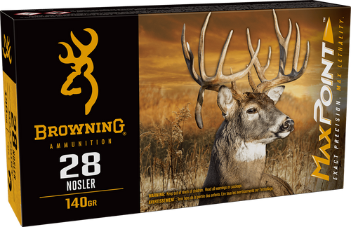 Browning Ammo B192100282 Max Point  28Nosler 140gr 20 Per Box/10 Case
