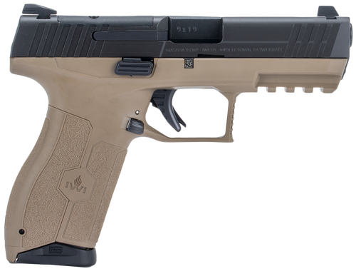 IWI US M9ORP10FDNS MASADA  Full Size 9mm Luger 10+1, 4.10" Black Button Rifled Steel Barrel, Black Optic Ready/Serrated Steel Slide, Flat Dark Earth Polymer Frame w/Picatinny Rail, Ambidextrous