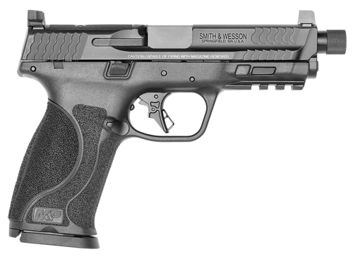 Smith & Wesson 13585 M&P M2.0  Full Size 9mm Luger 17+1, 4.62" Black Armornite Steel Threaded Barrel & Optic Ready/Serrated Slide, Matte Black Polymer Frame w/Picatinny Rail