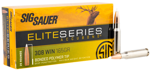 Sig Sauer E308AB16520 Elite Hunting  308Win 165gr Nosler AccuBond 20 Per Box/10 Case