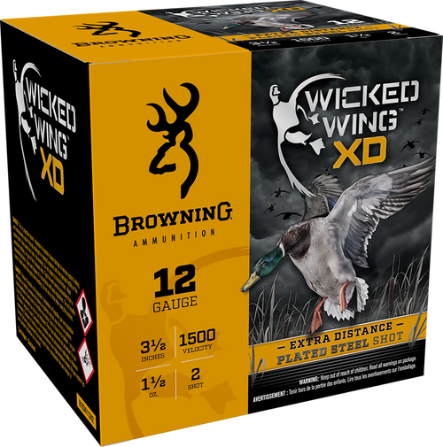 Browning Ammo B193411242 Wicked Wing XD  12Gauge 3.50" 1 1/2oz 2Shot 25 Per Box/10 Case