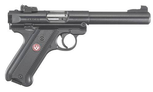 Ruger 40101 Mark IV Target 22 LR 10+1 5.50" Blued Bull Barrel Blued. Blued Aluminum Frame, Drilled & Tapped Receiver, Black Checkered Polymer Grip, Right Hand