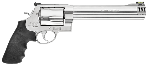 Smith & Wesson 163460 Model 460 XVR Extra Large 460 S&W Mag 5 Shot 8.38" Satin Compensated Barrel, Satin Cylinder, Satin Stainless Steel Frame, Black Finger Grooved Grip, Exposed Hammer