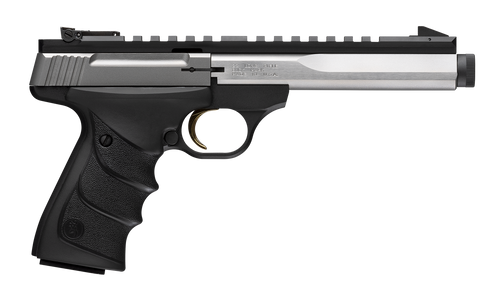 Browning 051589490 Buck Mark Contour SR 22 LR 10+1 5.63" 5.90" Stainless Steel Threaded Barrel, Stainless Serrated Slide, Aluminum Frame, Picatinny Rail, Black URX Grip