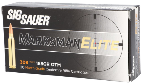 Sig Sauer E308M120 Marksman Elite  308 Win 168 gr Open Tip Match 20 Per Box/ 25 Case