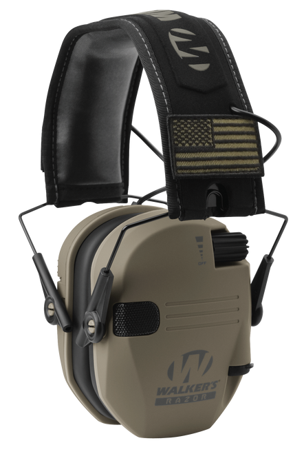 Walker's GWPRSEMPAT Razor Patriot Slim Muff 23 dB Over the Head Flat Dark Earth/Black Polymer