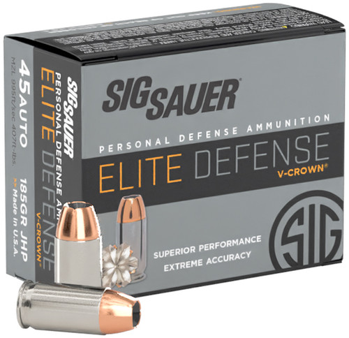 SIG AMMO 45ACP 185GR ELITE V-CROWN JHP 20/10