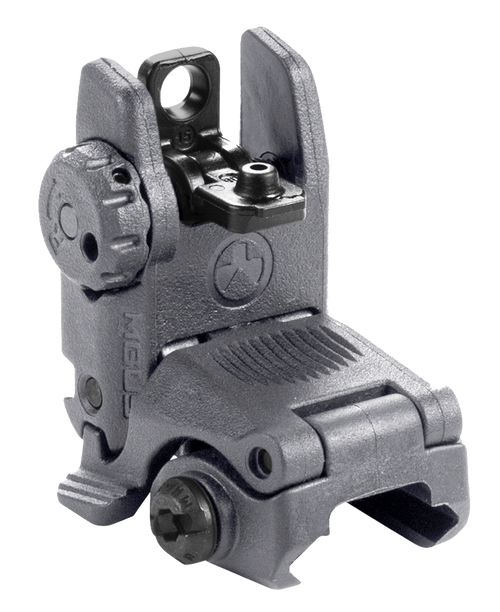 Magpul MAG248-GRY MBUS Sight Rear  Stealth Gray Polymer, Spring-Loaded Flip Up for AR-15/ M16