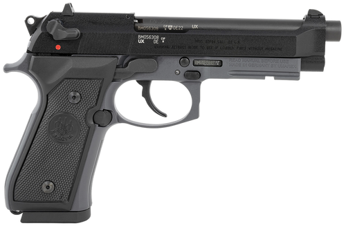 Beretta USA J90A192FSRF58 92FSR  Full Size Frame 22 LR 10+1 5.30" Black Steel Barrel, Black Bruniton Serrated Slide, Sniper Gray Aluminum Frame w/Beavertail & Picatinny Rail, Ambidextrous