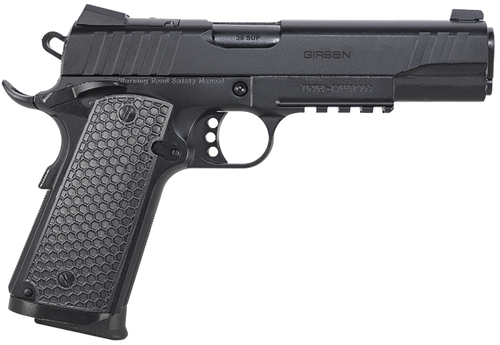 EAA GIRSAN 391047 MC1911 S Influencer Full Size 45 ACP 8+1 5" Blued Steel Barrel, Black Optic Ready/Serrated Steel Slide & Frame w/Picatinny Rail & Beavertail, Black Polymer Grip