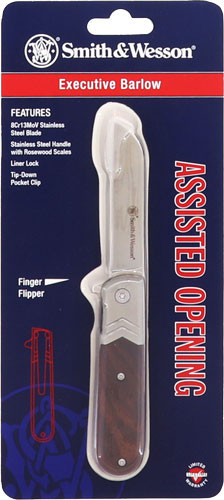 S&W KNIFE ROSEWOOD EXECUTIVE BARLOW 2.75" FOLDING BLADE