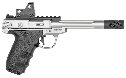 Smith & Wesson 12079 Performance Center Victory Target 22 LR 6" MB 10+1 Stainless Steel Tandemkross Black HiveGrip with Integrated Target Thumb Rest Grip Red Dot