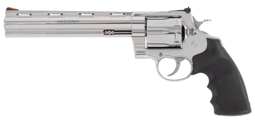 Colt Mfg ANACONDASP8RTS45C Anaconda  45 Colt (Long Colt) 6rd Shot 8" Stainless Vent Rib Barrel, Cylinder & Frame, Black Grip