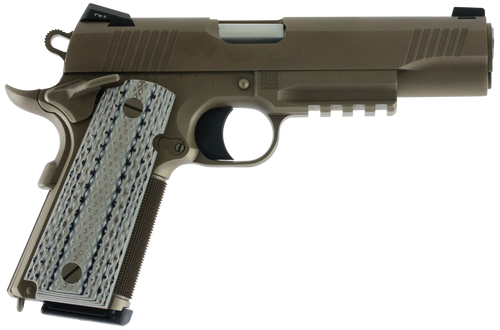 Colt Mfg O1070CQB Limited Edition Government 45 ACP 8+1, 5" Stainless National Match Barrel, Desert Sand Serrated Steel Slide & Frame w/Picatinny Rail, Scalloped Gray G10 Grip, Ambidextrous