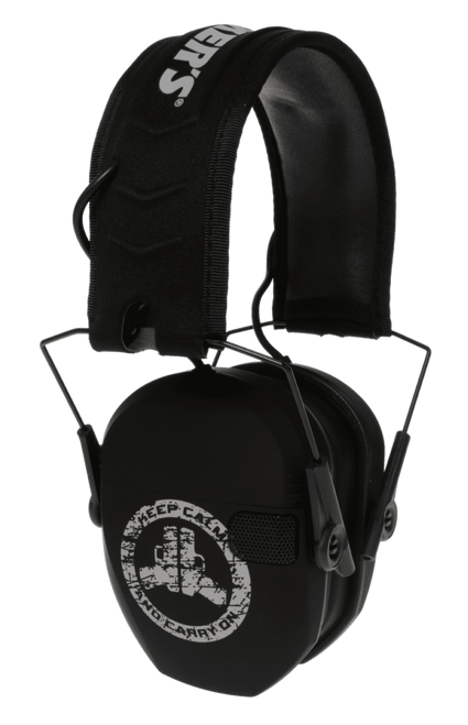 Walker's GWPRSEMFSKCCO Razor Slim Electronic Freedom Muff 23 dB Over the Head Black w/Distressed Carry On Logo Polymer