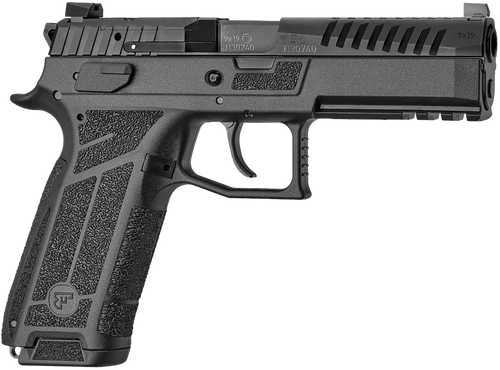 CZ-USA 91670 P-09 F Nocturne Full Size Frame 9mm Luger 19+1 4.53" Black Steel Barrel, Black Optic Cut/Serrated Steel Slide, Black Polymer Frame w/Picatinny Rail, Textured Grip