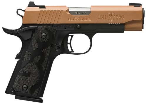 Browning 051988492 1911-380 Black Label Compact Frame 380 ACP 8+1, 3.63" Matte Stainless Steel Barrel, Copper Cerakote Serrated Stainless Steel Slide, Matte Black Polymer Frame w/Beavertail