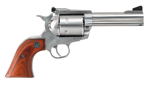 Ruger 0814 Super Blackhawk  Large Frame 44 Rem Mag/44 Special 6rd 4.63" Satin Stainless Steel Barrel, Cylinder & Frame, Hardwood Grip, Transfer Bar Safety, Exposed Hammer