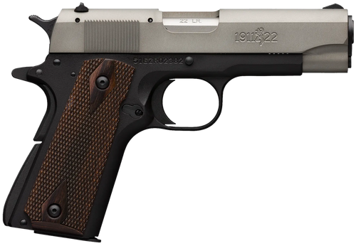 Browning 051879490 1911-22 A1 *CA Compliant Full Size Frame 22 LR 10+1. 4.25" Stainless Steel Barrel, Gray Anodized Serrated Slide, Matte Black Aluminum Frame w/Beavertail