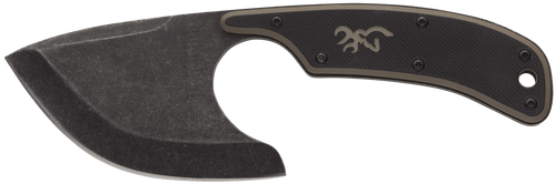 Browning 3220323 Cutoff  2.50" Fixed Skinner Plain Black Black Oxide Stonewashed 9Cr14MoV SS Blade, Black/Tan G10 Handle