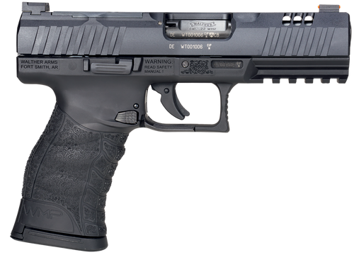 Walther Arms 5220302 WMP Optic Ready 22 WMR 10+1 4.50" Stainless Steel Barrel, Black Optic Ready/Serrated Slide, Black Polymer Frame w/Picatinny Rail, Black Polymer Grip, Right Hand
