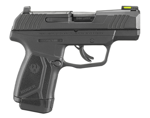 Ruger 3502 Max-9  9mm Luger 10+1 3.20" Black Nitride Alloy Steel Barrel, Black Oxide Optic Ready/Serrated Steel Slide, Black Polymer Frame Black Hogue HandALL Rubber Grip, Right Hand