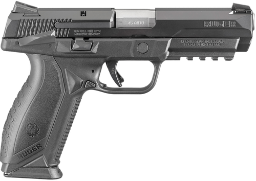 Ruger 8618 American Duty Duty Frame 45 ACP 10+1 4.50" Stainless Steel Barrel, Black Nitride Serrated Stainless Steel Slide, Black Polymer Frame w/Picatinny Rail, Textured Wraparound Grip, Right Hand